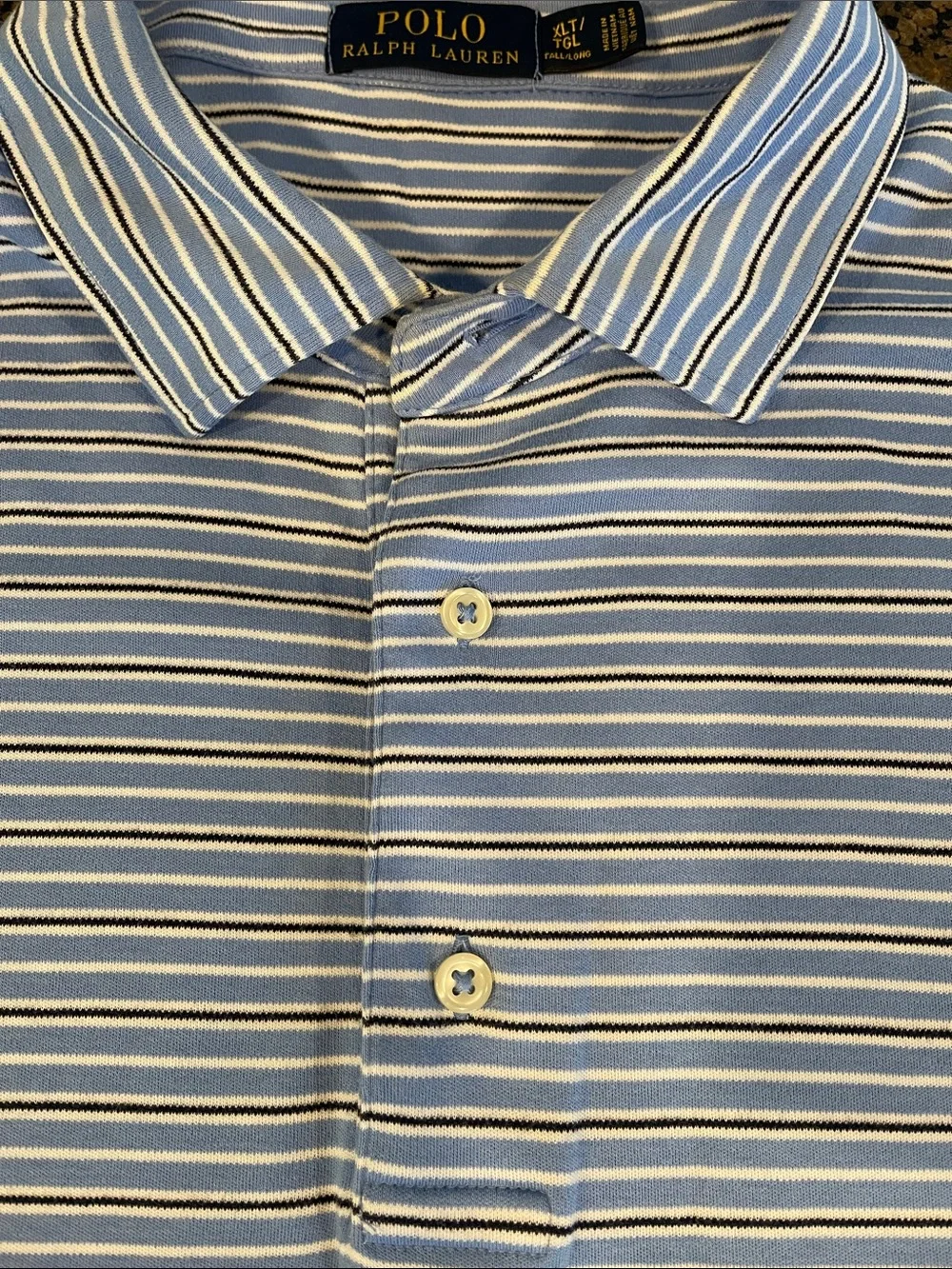 Polo by Ralph Lauren Light Blue, White & Navy Striped Polo Shirt